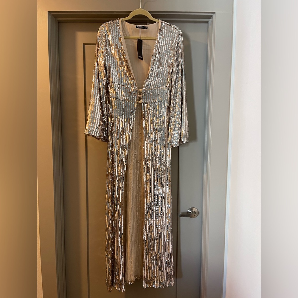 Nasty Gal Gold Embellished Maxi Gown